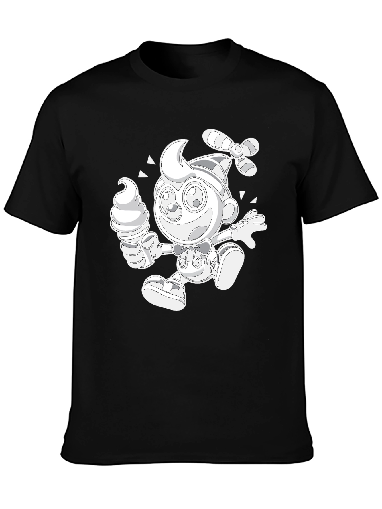 Novelty Graphic Tee - Retro Propeller Beanie Boy with Ice Cream