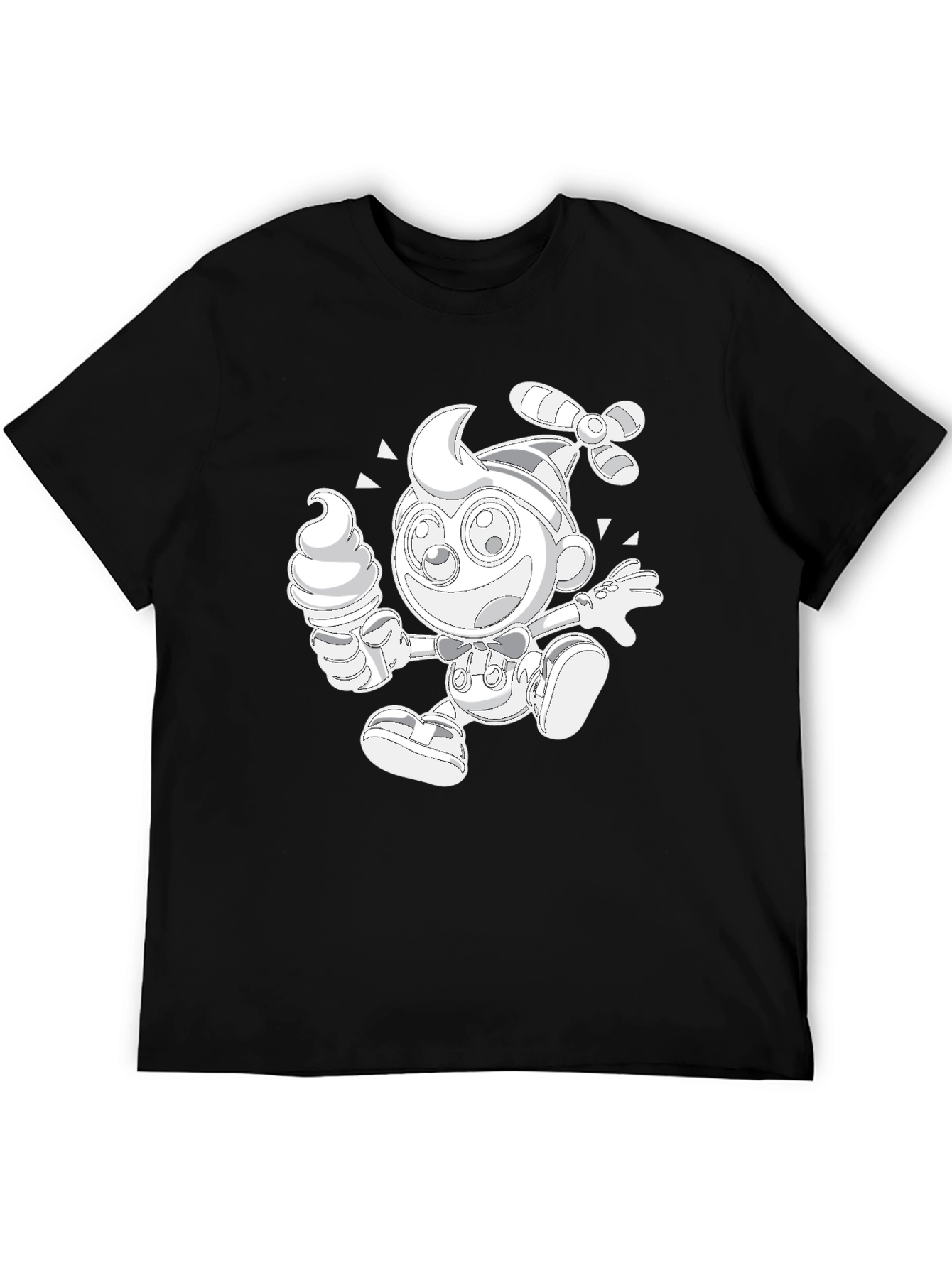 Novelty Graphic Tee - Retro Propeller Beanie Boy with Ice Cream