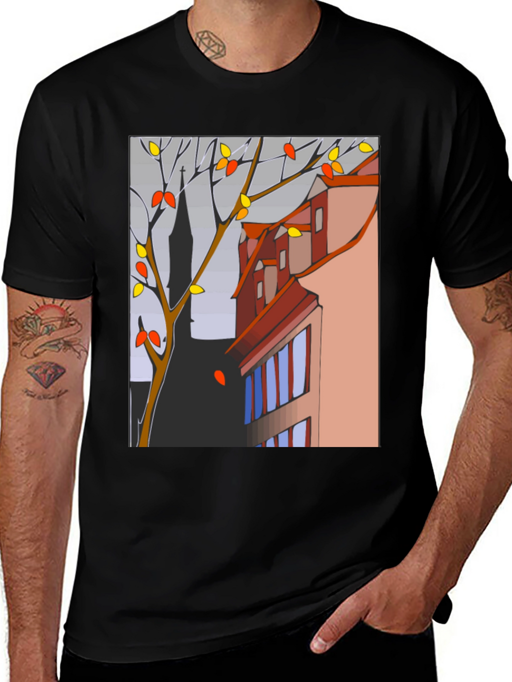 Abstract Cityscape T-Shirt - Modern Artistic Tee