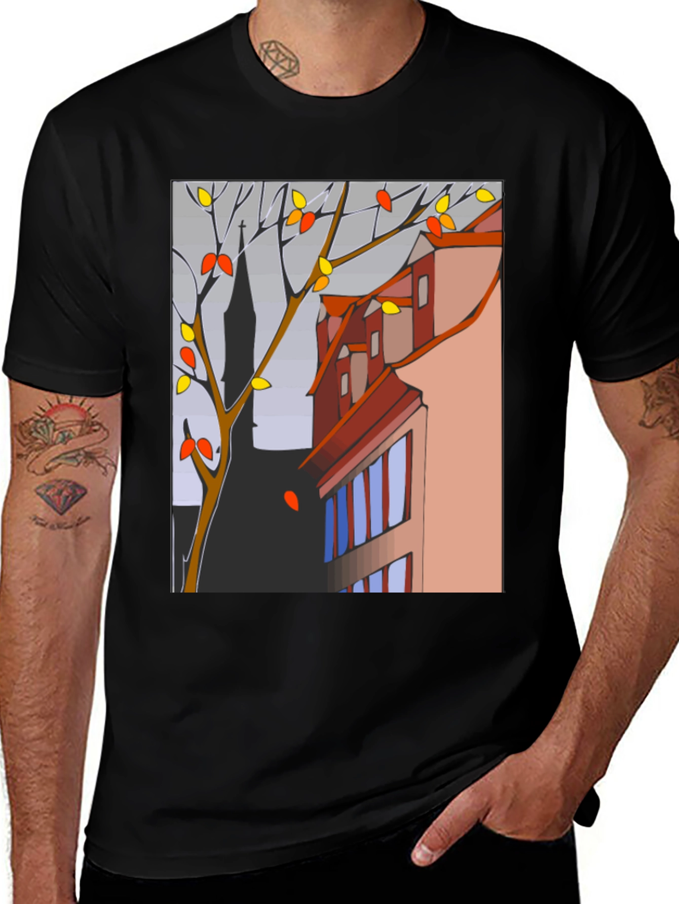 Abstract Cityscape T-Shirt - Modern Artistic Tee