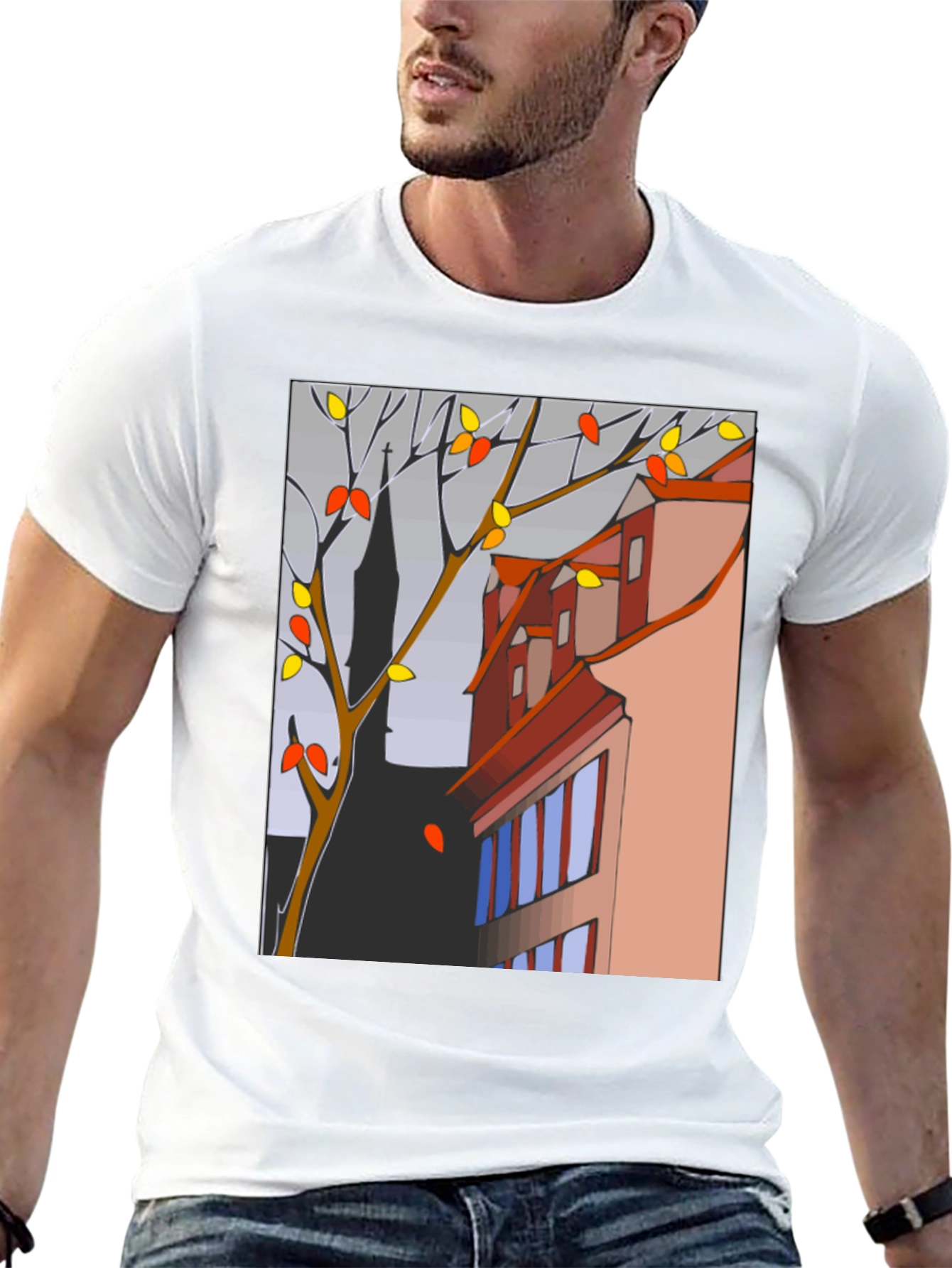 Abstract Cityscape T-Shirt - Modern Artistic Tee