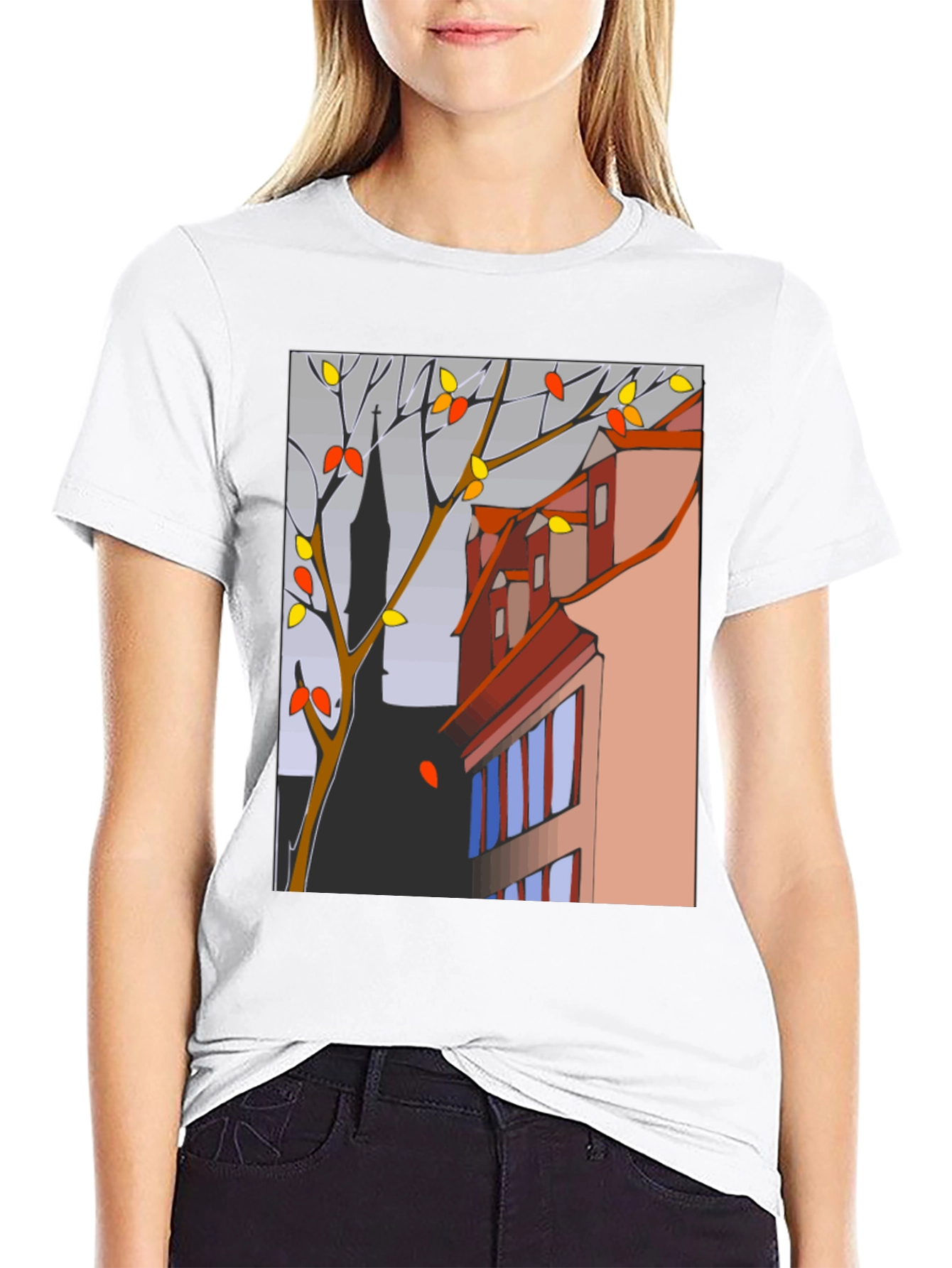 Abstract Cityscape T-Shirt - Modern Artistic Tee
