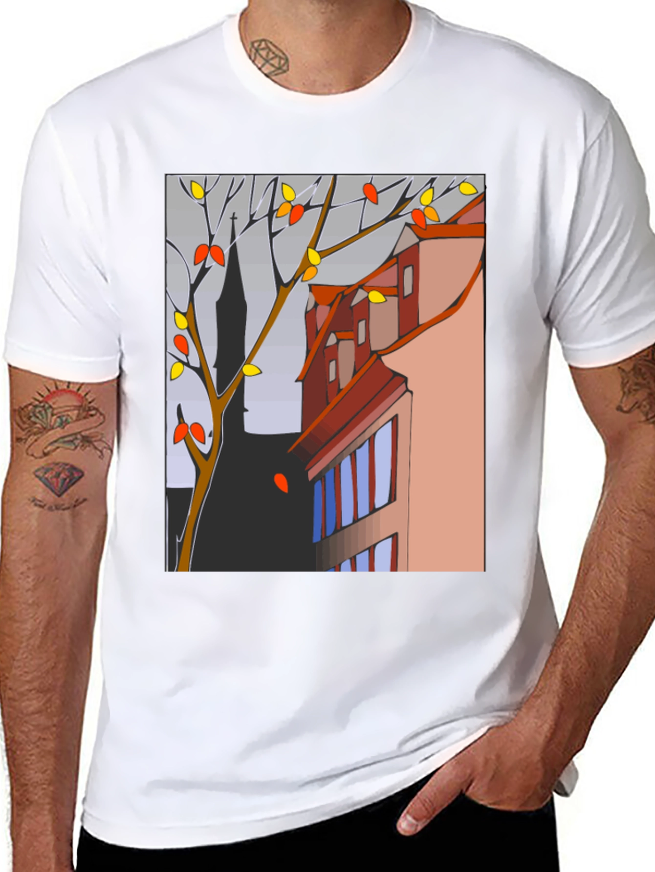 Abstract Cityscape T-Shirt - Modern Artistic Tee