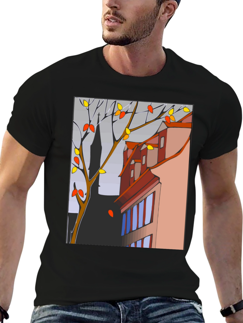 Abstract Cityscape T-Shirt - Modern Artistic Tee