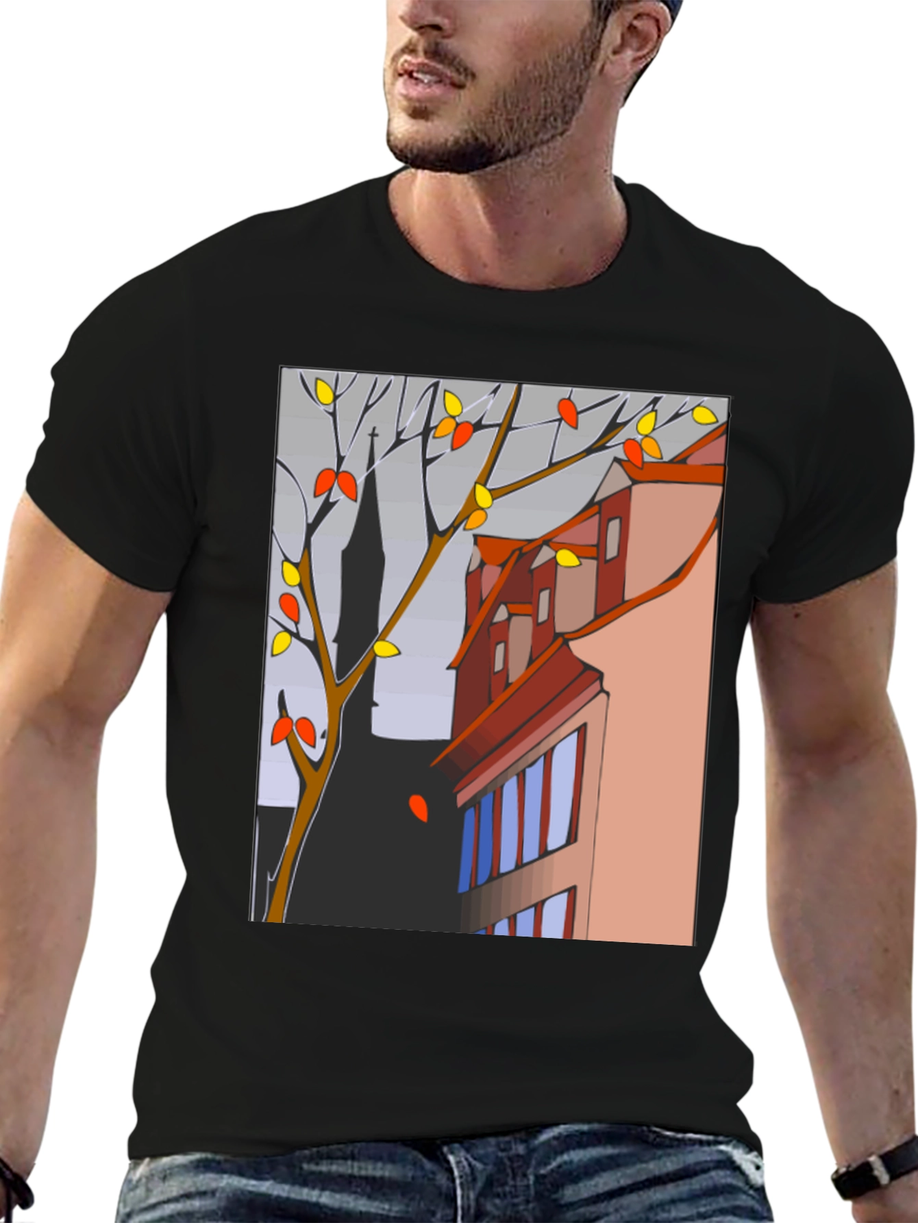 Abstract Cityscape T-Shirt - Modern Artistic Tee
