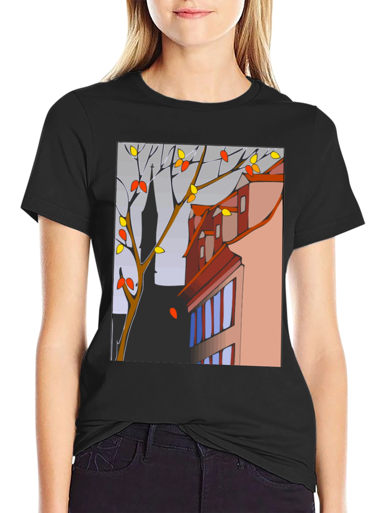 Abstract Cityscape T-Shirt - Modern Artistic Tee