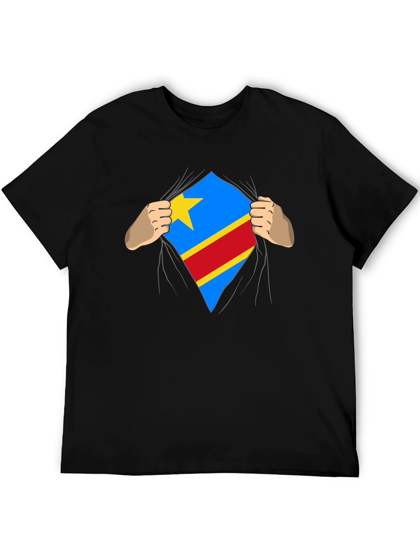 Congo Flag Superman Style Mens T-Shirt