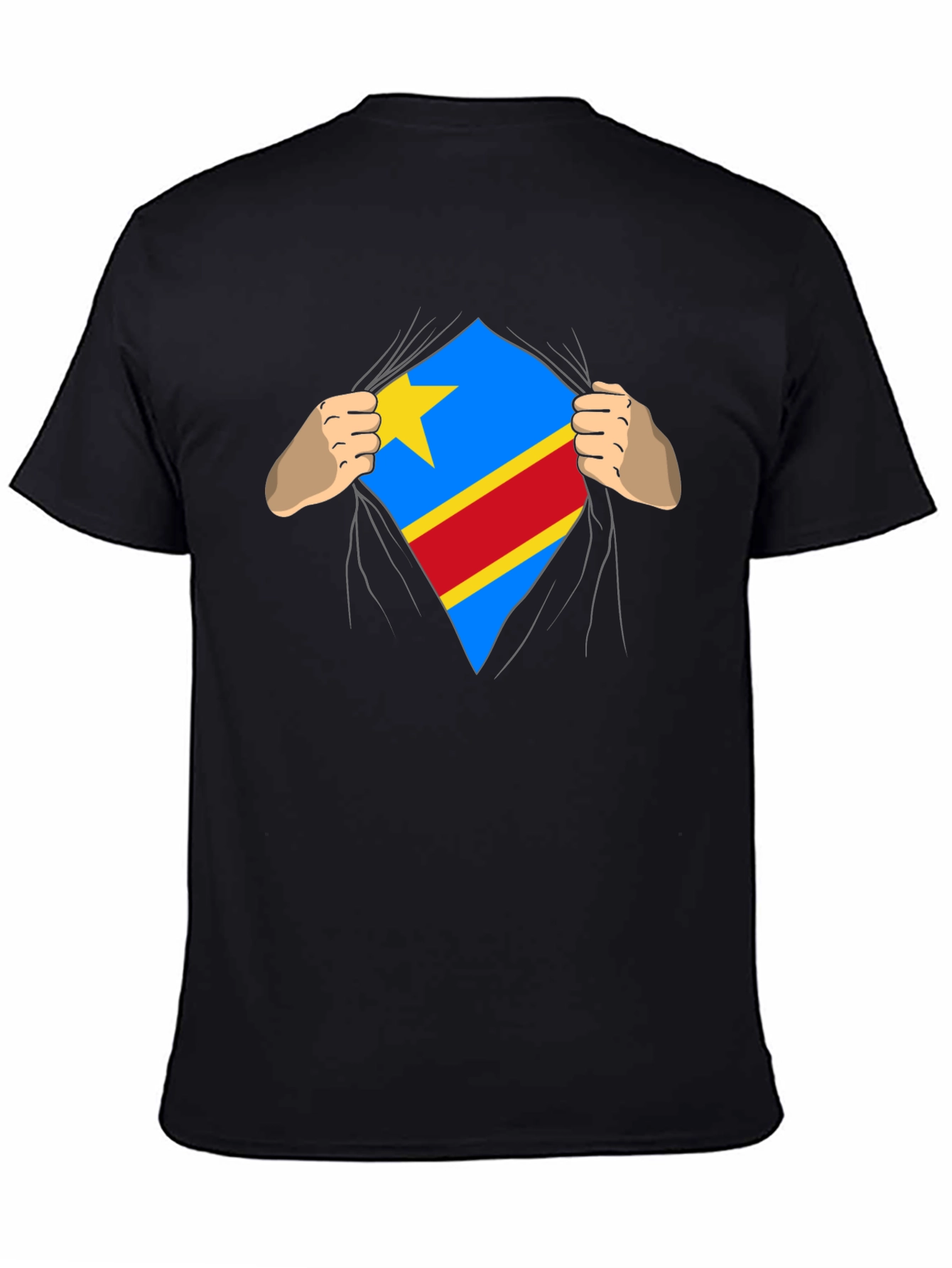 Congo Flag Superman Style Mens T-Shirt