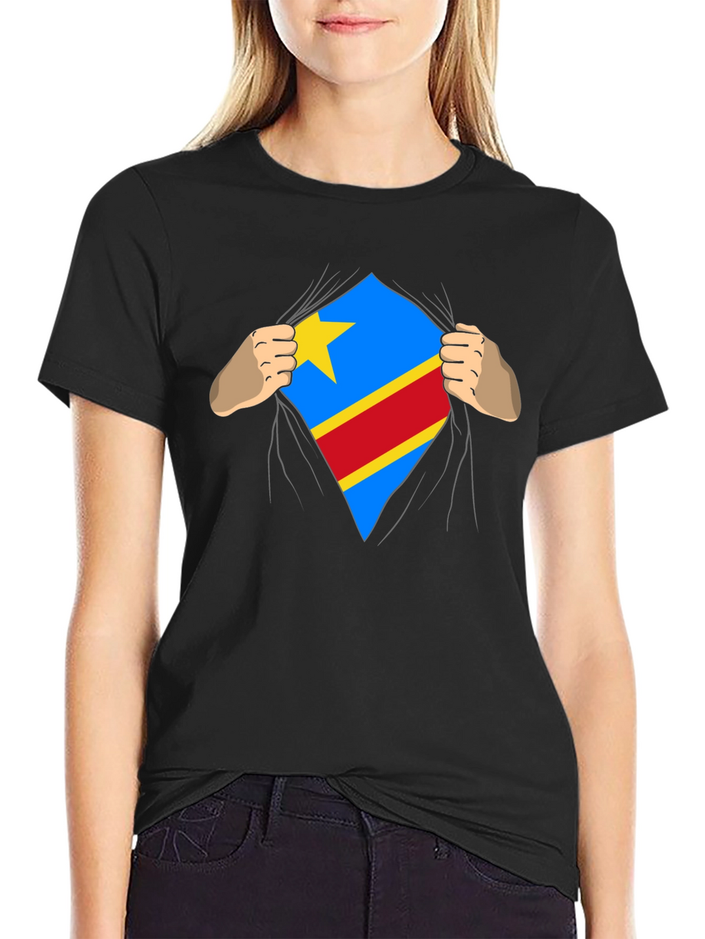 Congo Flag Superman Style Mens T-Shirt