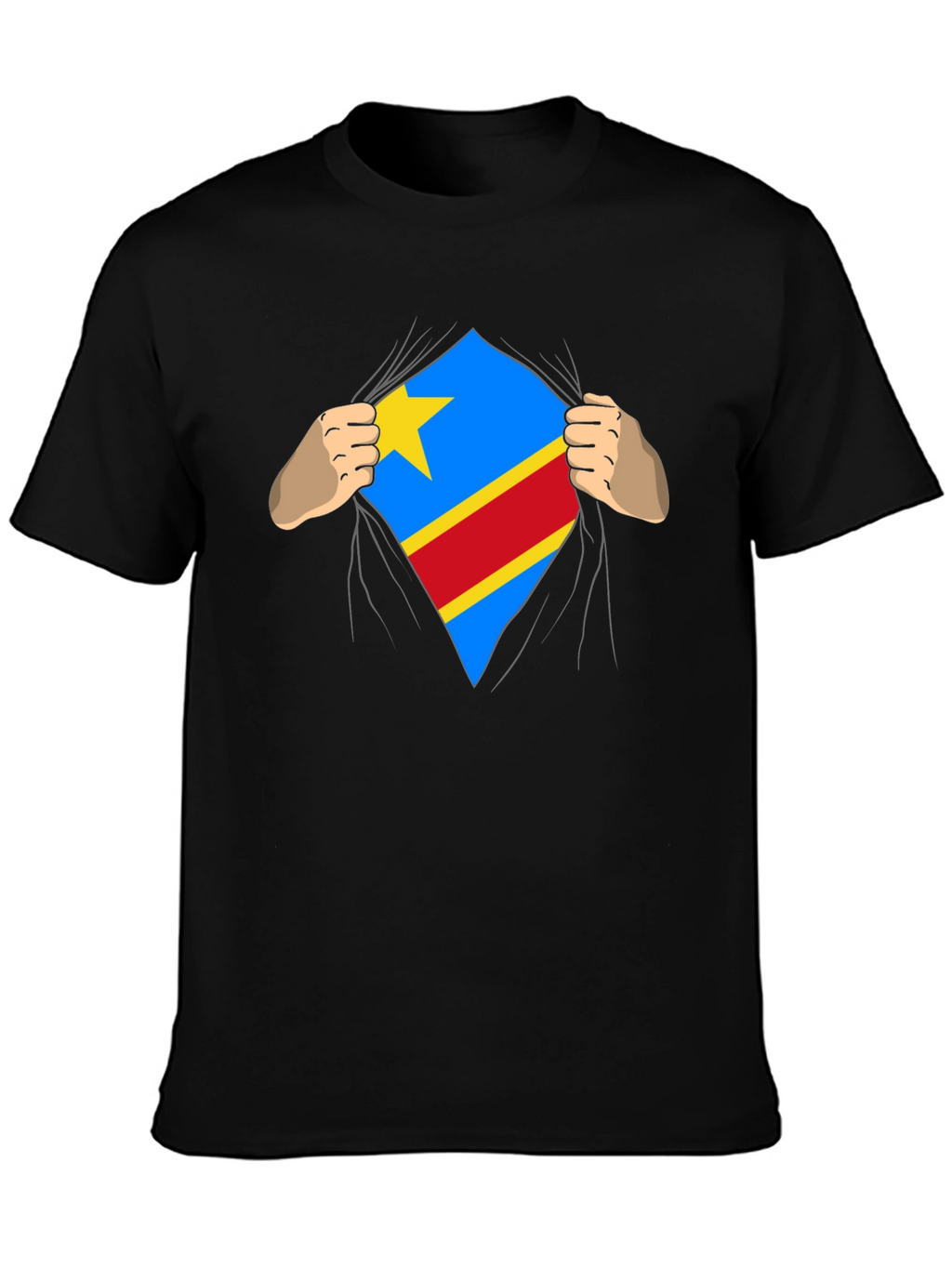 Congo Flag Superman Style Mens T-Shirt