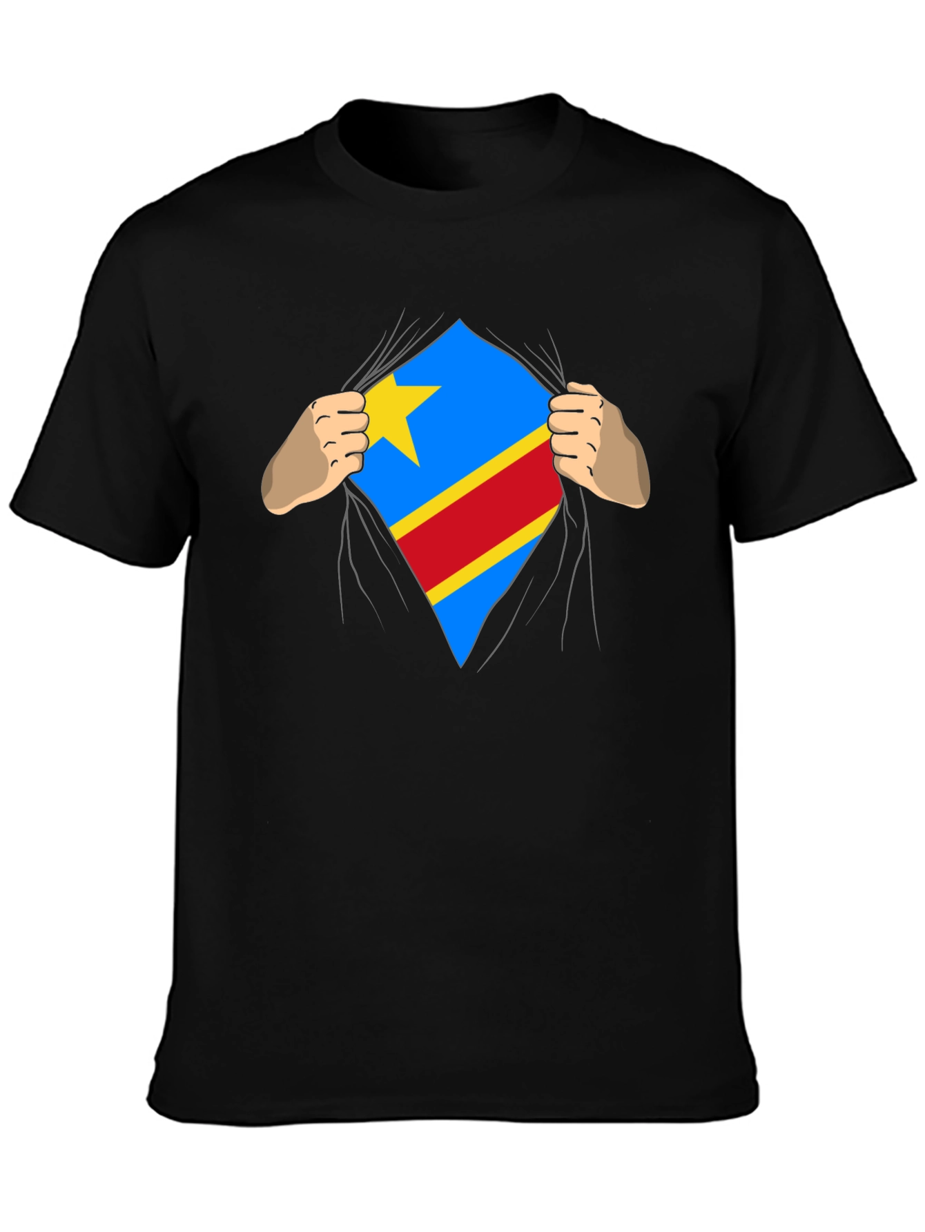 Congo Flag Superman Style Mens T-Shirt
