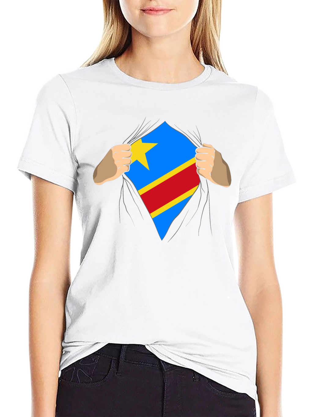 Congo Flag Superman Style Mens T-Shirt