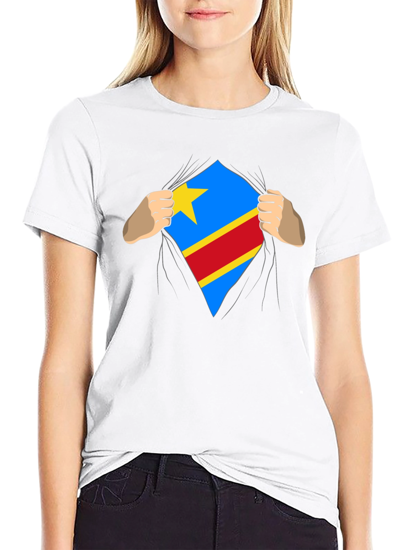 Congo Flag Superman Style Mens T-Shirt