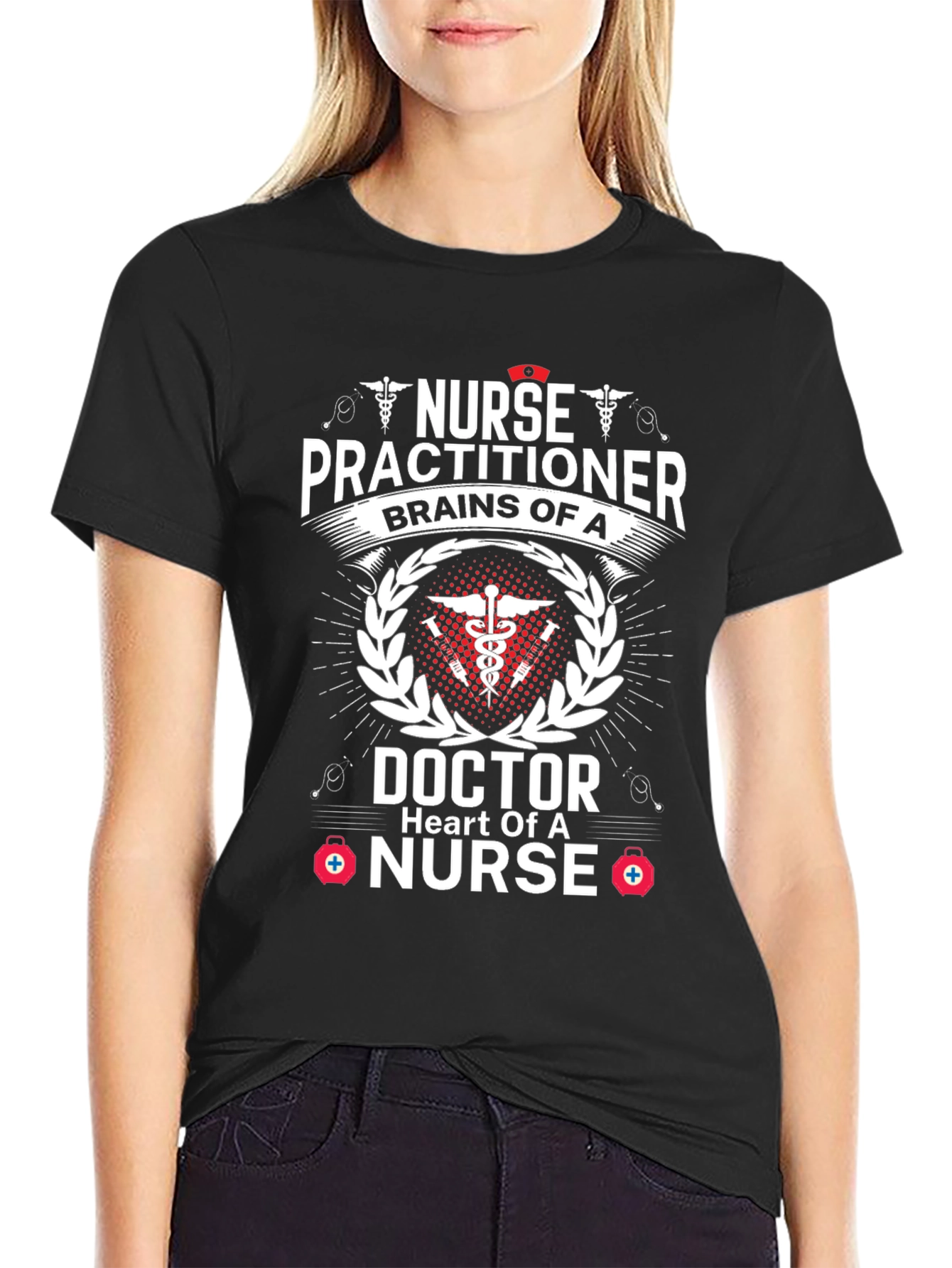 Nurse Practitioner T-Shirt - Brains and Heart!