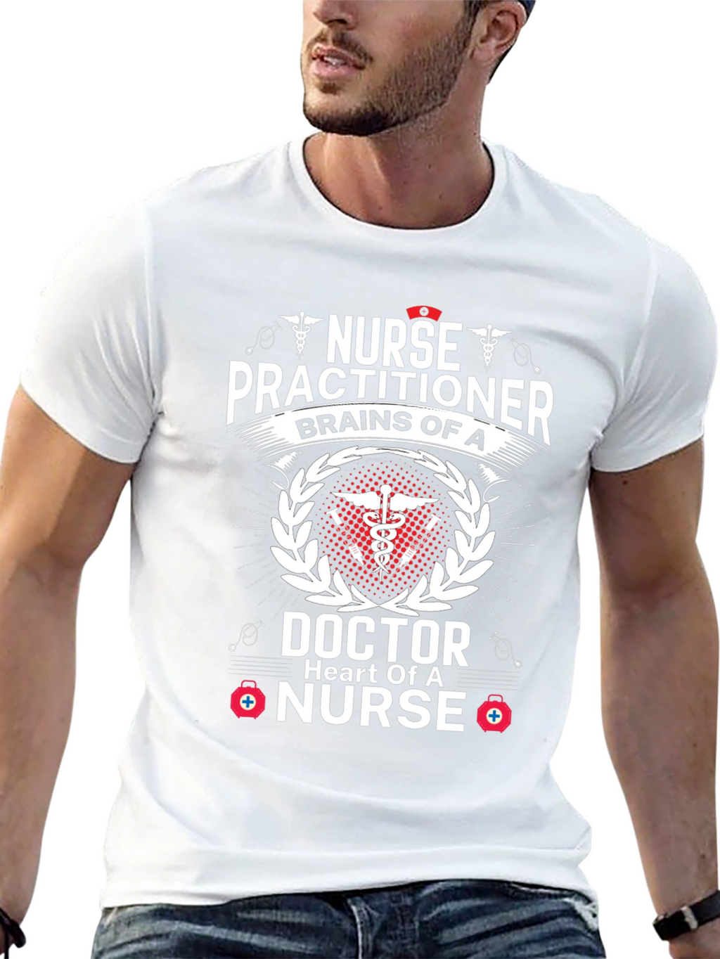 Nurse Practitioner T-Shirt - Brains and Heart!