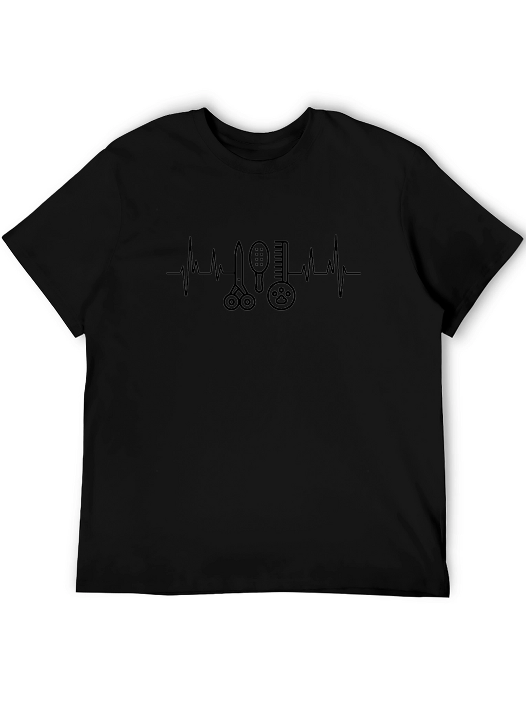Dog Groomer Heartbeat T-Shirt - Black