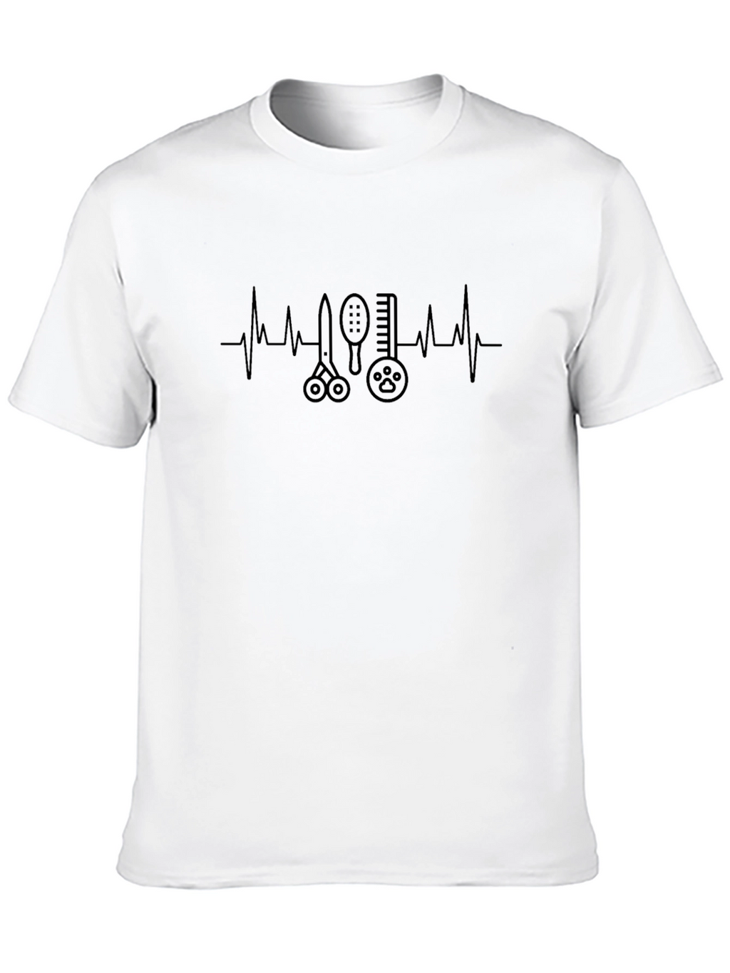 Dog Groomer Heartbeat T-Shirt - Black