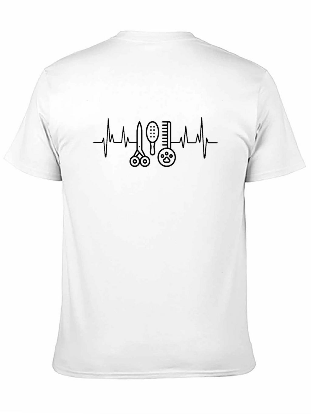 Dog Groomer Heartbeat T-Shirt - Black