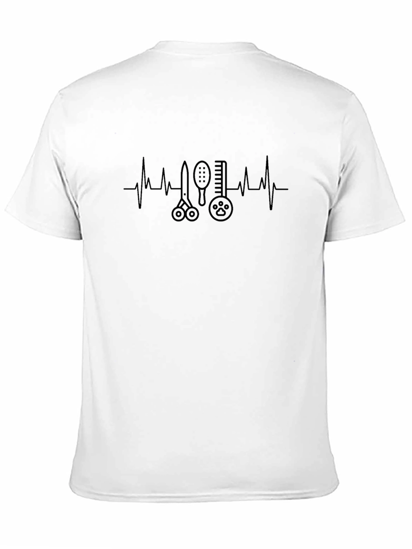 Dog Groomer Heartbeat T-Shirt - Black