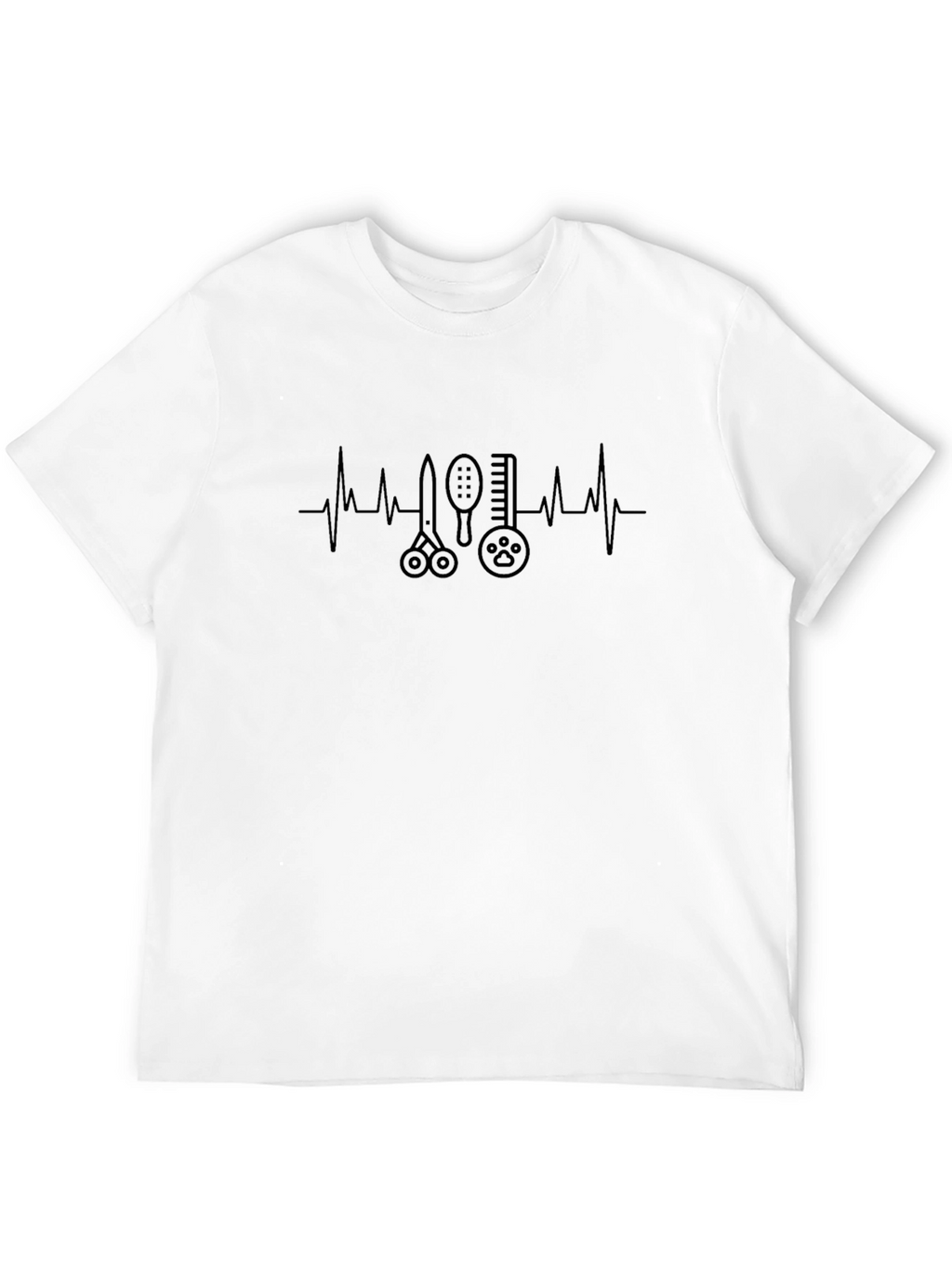 Dog Groomer Heartbeat T-Shirt - Black