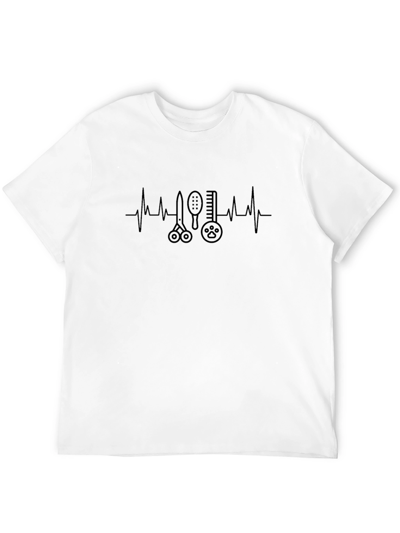 Dog Groomer Heartbeat T-Shirt - Black