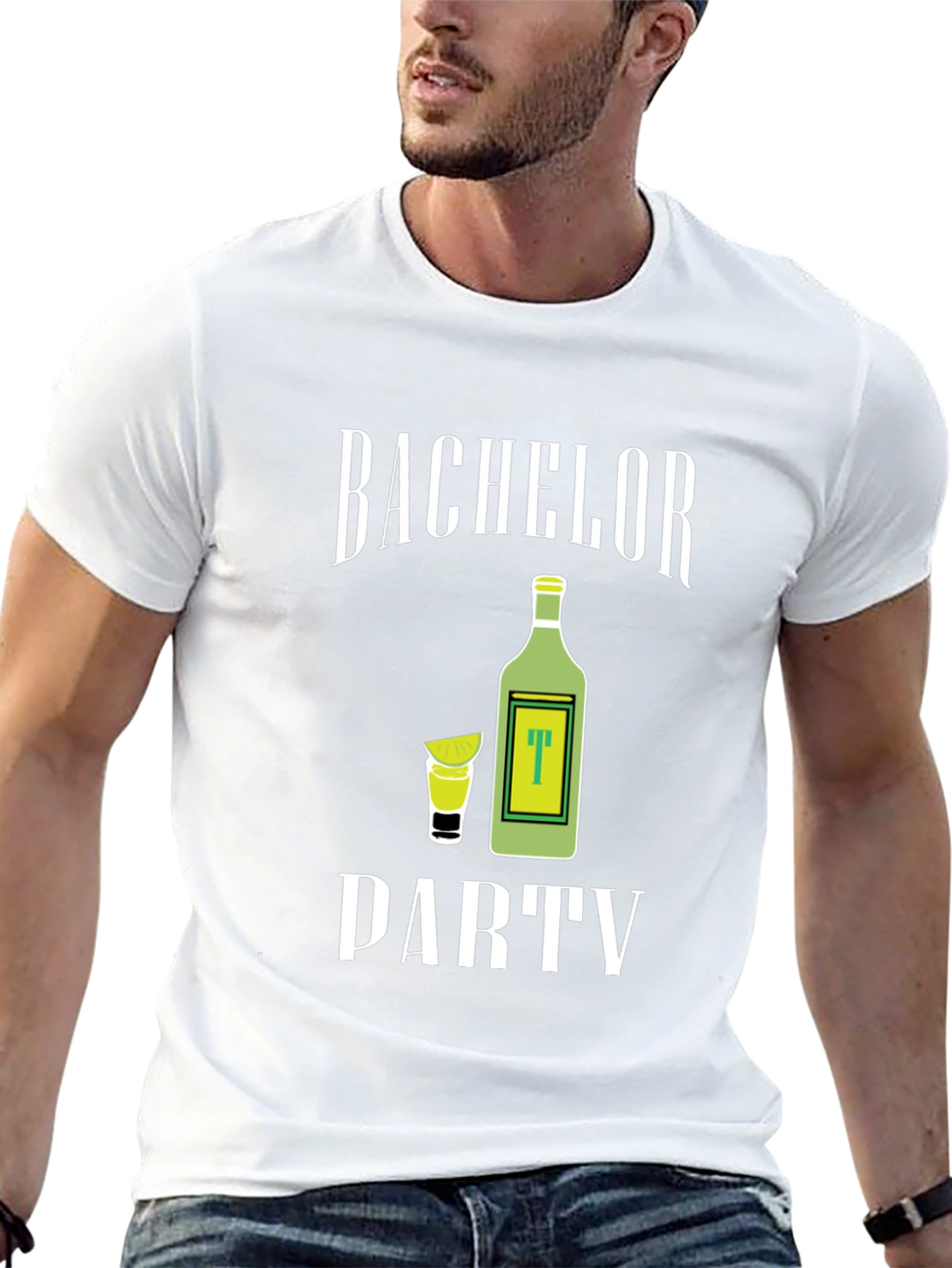 Bachelor Party Tee - Tequila Shot & Bottle Graphic T-Shirt