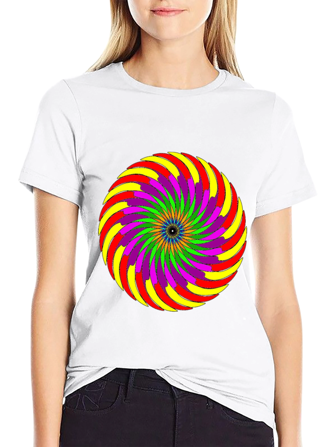 Psychedelic Swirl Graphic Tee - Black
