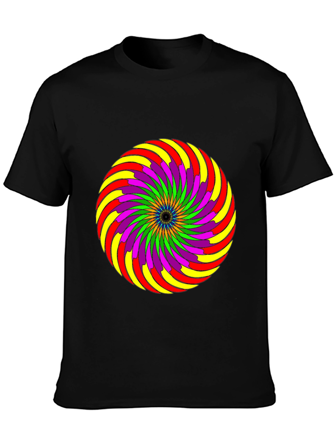 Psychedelic Swirl Graphic Tee - Black