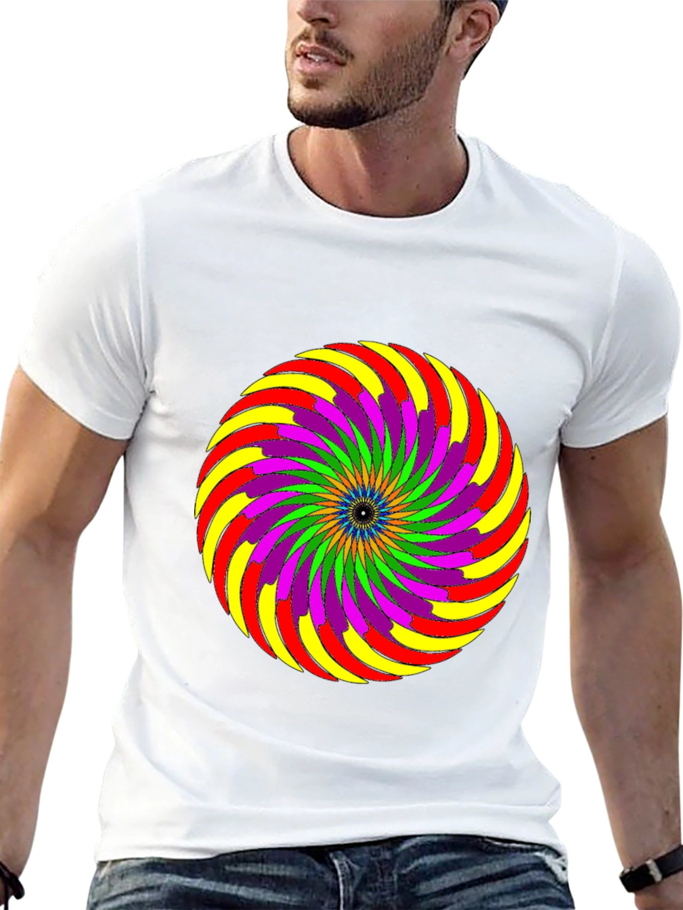 Psychedelic Swirl Graphic Tee - Black