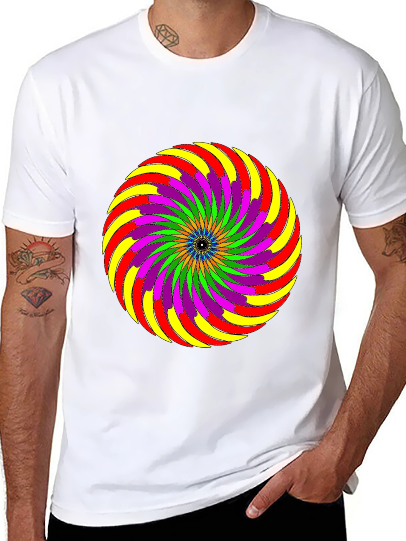 Psychedelic Swirl Graphic Tee - Black