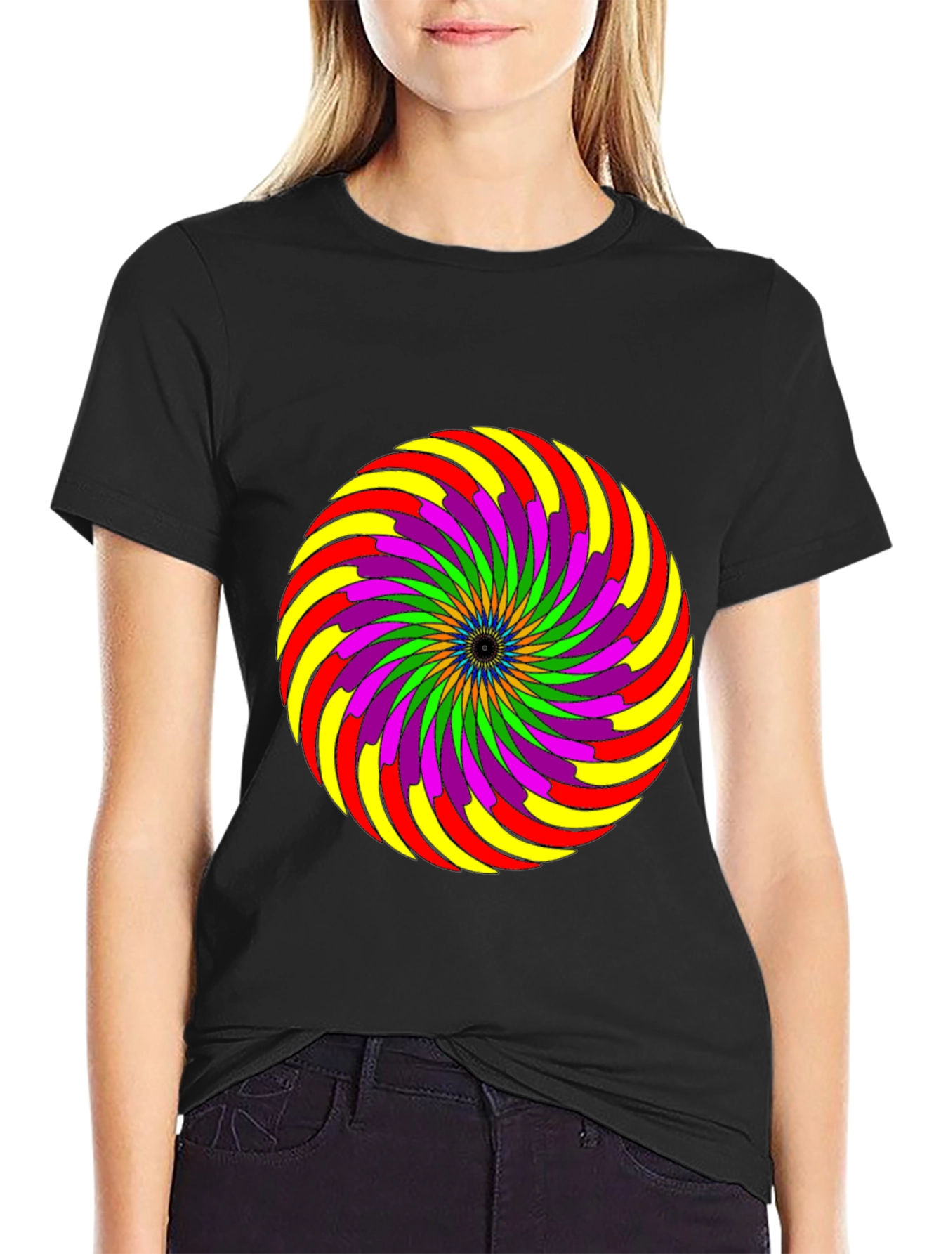 Psychedelic Swirl Graphic Tee - Black
