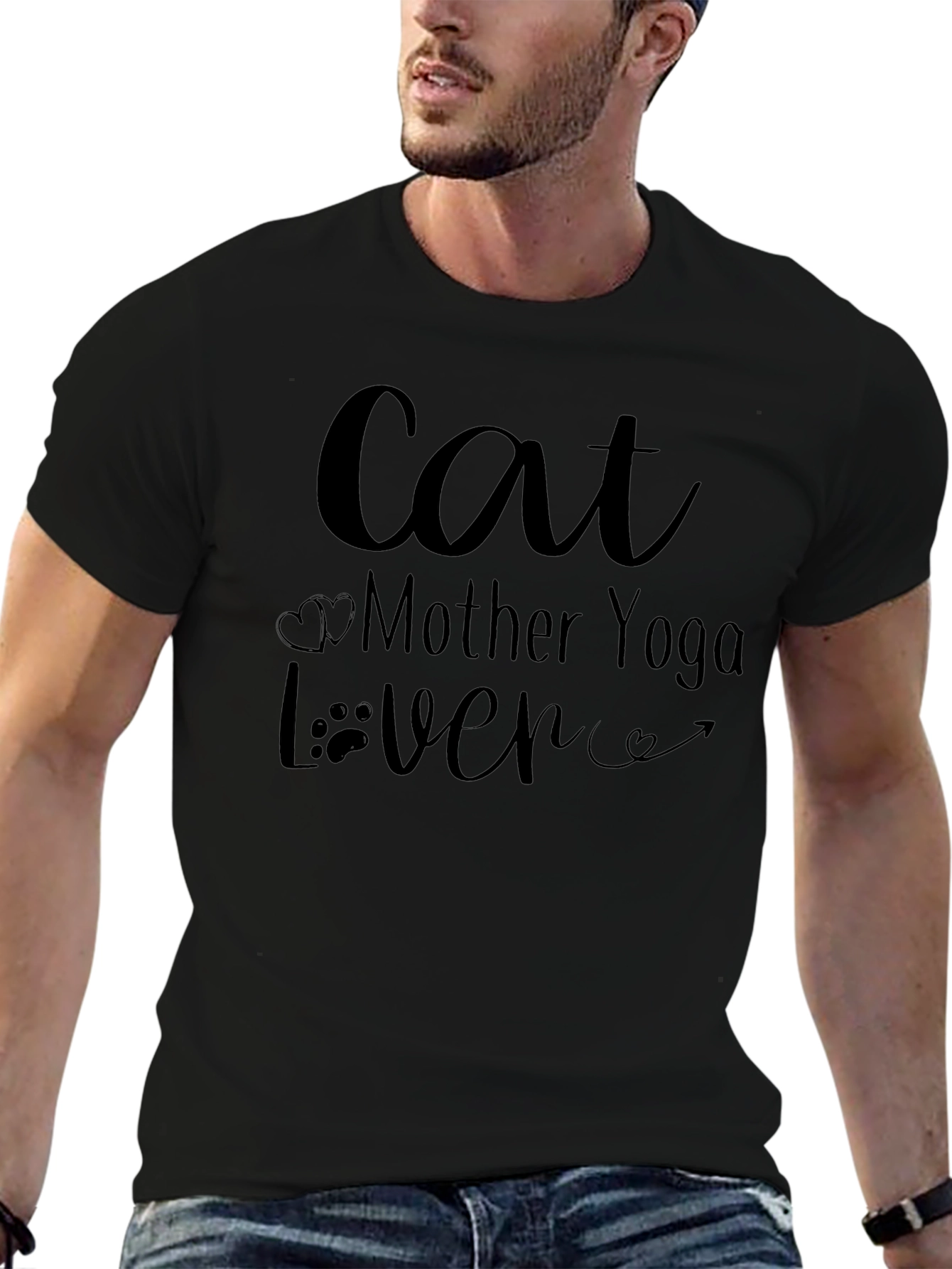 Cat Mother Yoga Lover T-Shirt Black Graphic Tee