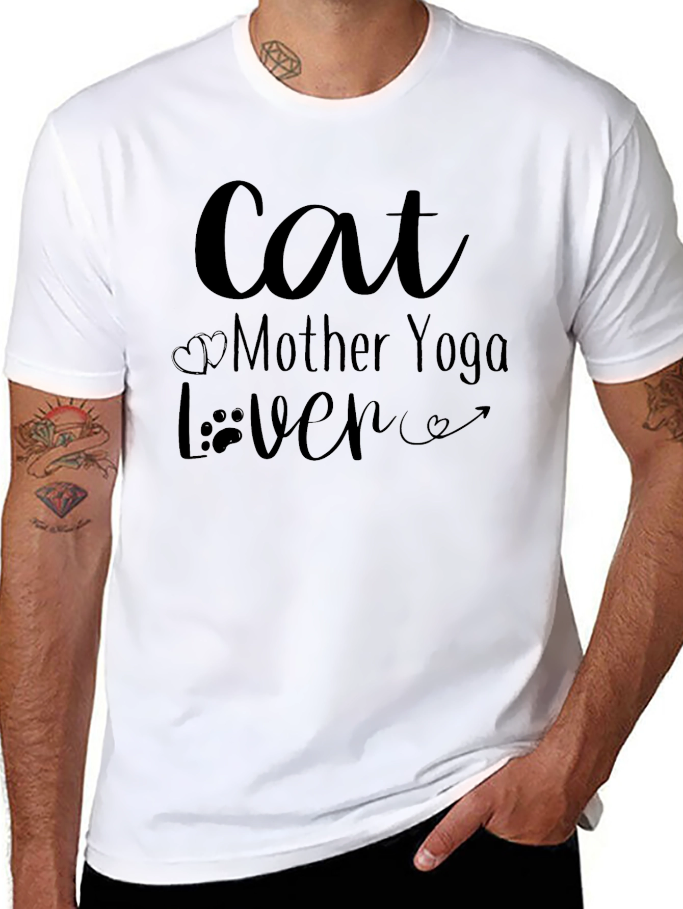 Cat Mother Yoga Lover T-Shirt Black Graphic Tee