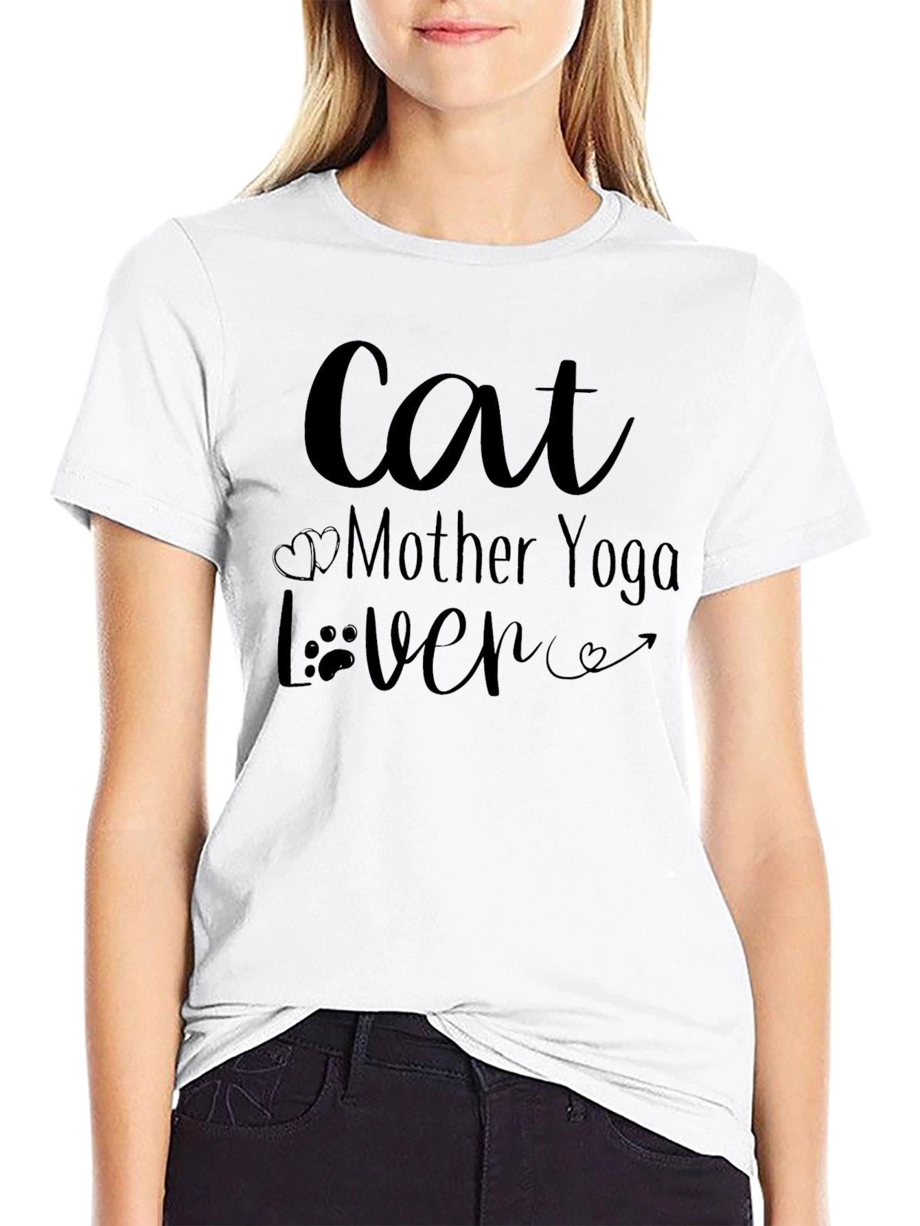 Cat Mother Yoga Lover T-Shirt Black Graphic Tee