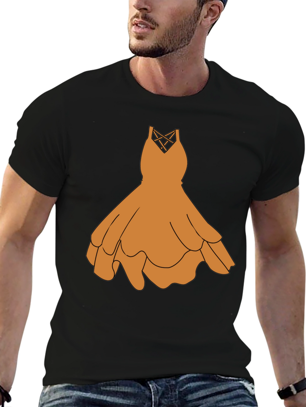 Black T-Shirt with Graphic Dress Design