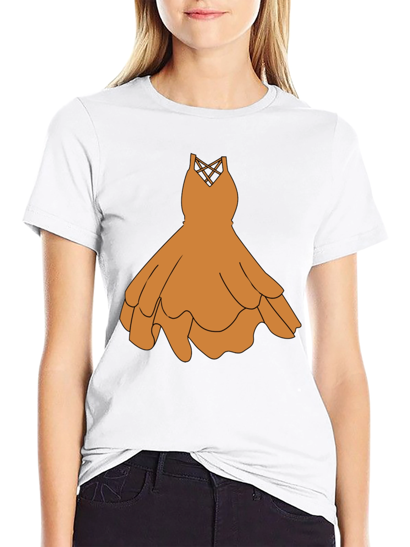 Black T-Shirt with Graphic Dress Design