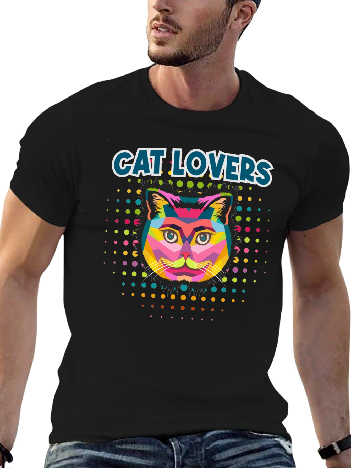 Cat Lovers Colorful Graphic T-Shirt