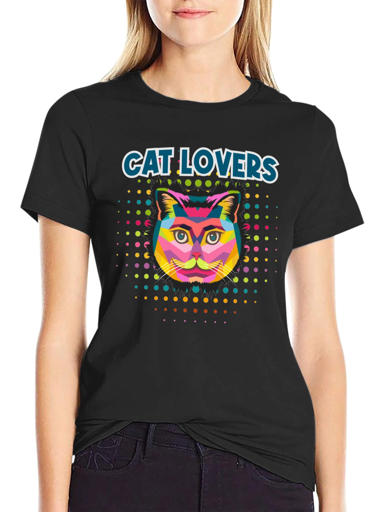 Cat Lovers Colorful Graphic T-Shirt