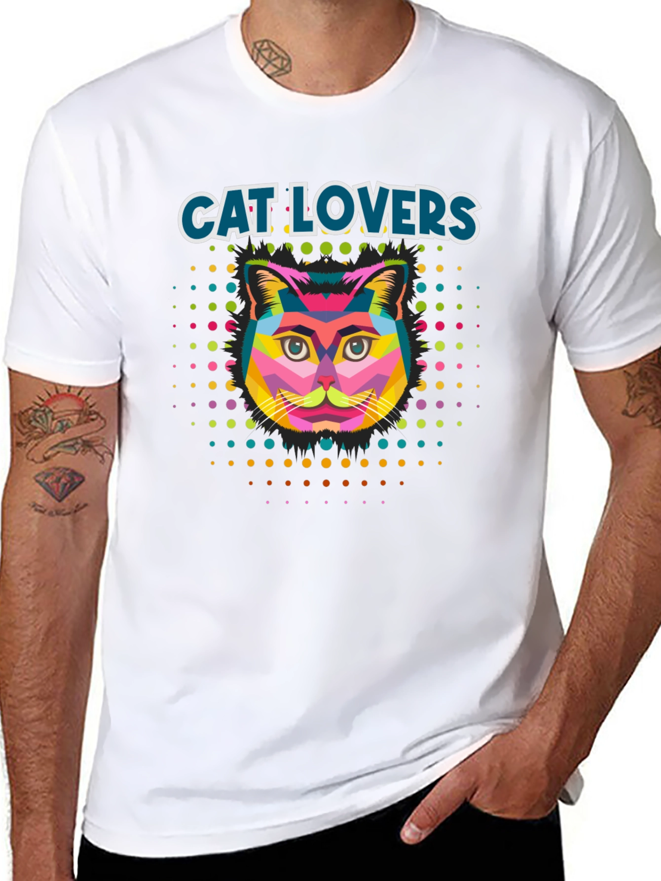 Cat Lovers Colorful Graphic T-Shirt