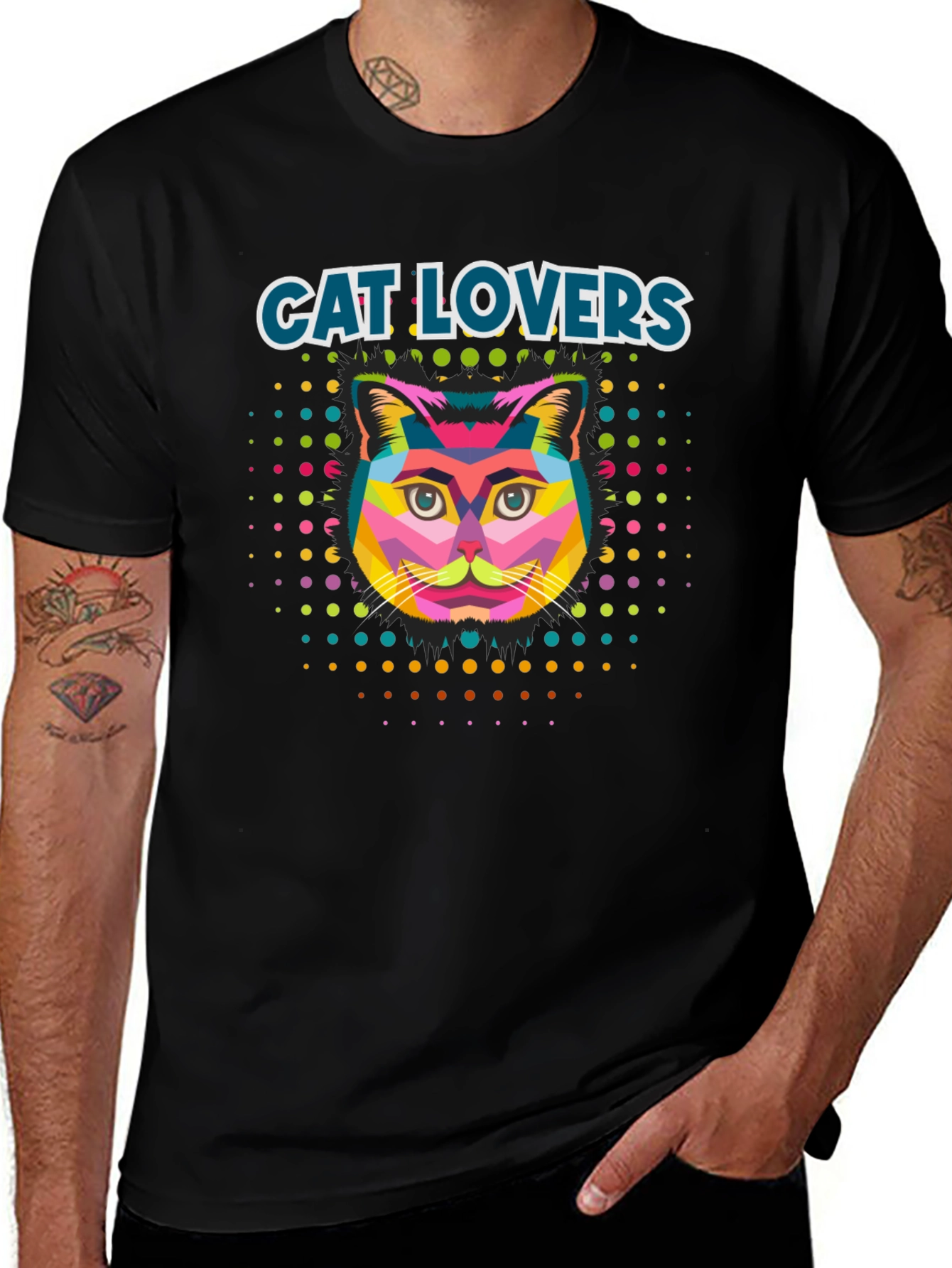 Cat Lovers Colorful Graphic T-Shirt