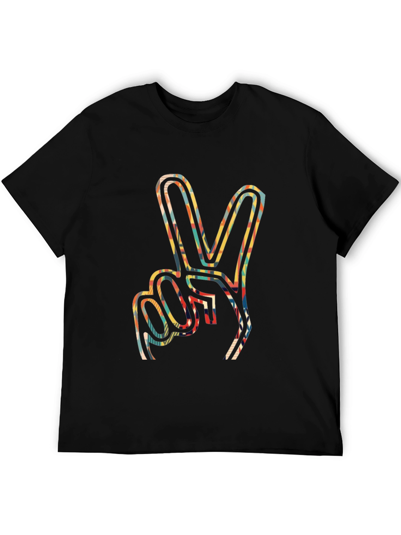 Peace Sign Graphic Tee - Retro Style Mens Black T-Shirt