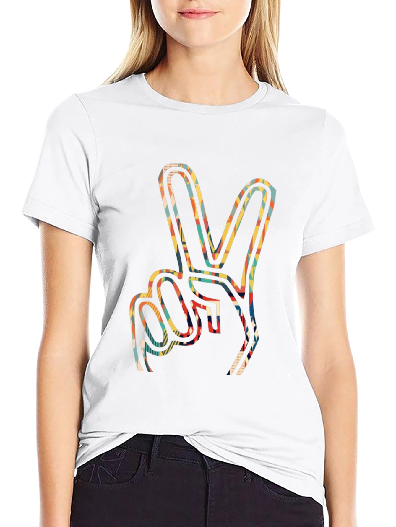 Peace Sign Graphic Tee - Retro Style Mens Black T-Shirt