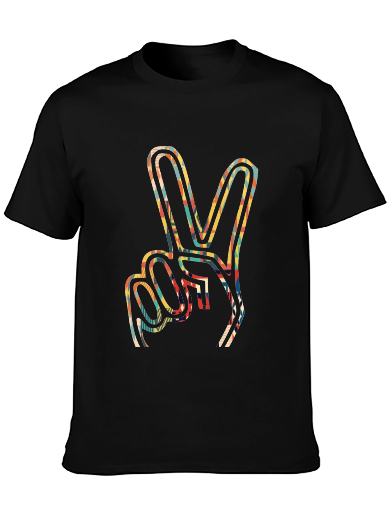 Peace Sign Graphic Tee - Retro Style Mens Black T-Shirt