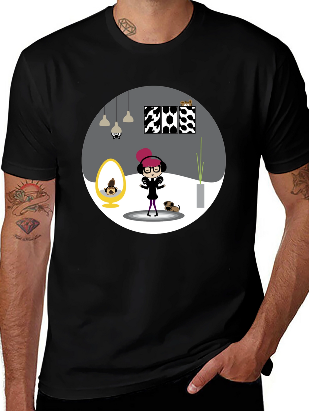 Cartoon Graphic Tee - Funky Room Print