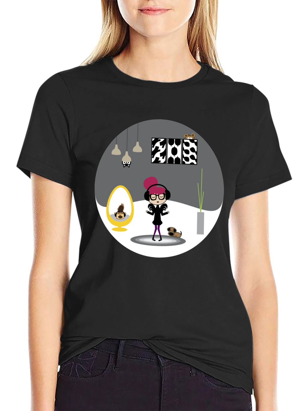 Cartoon Graphic Tee - Funky Room Print
