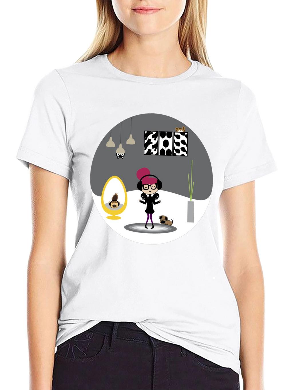 Cartoon Graphic Tee - Funky Room Print