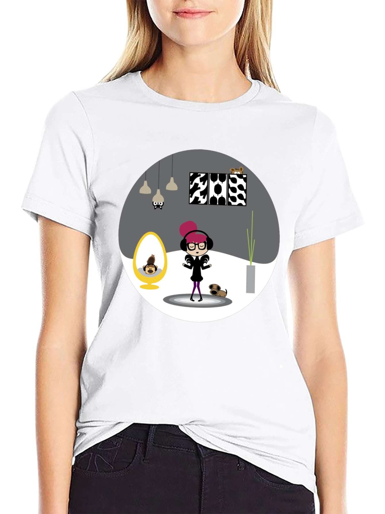 Cartoon Graphic Tee - Funky Room Print
