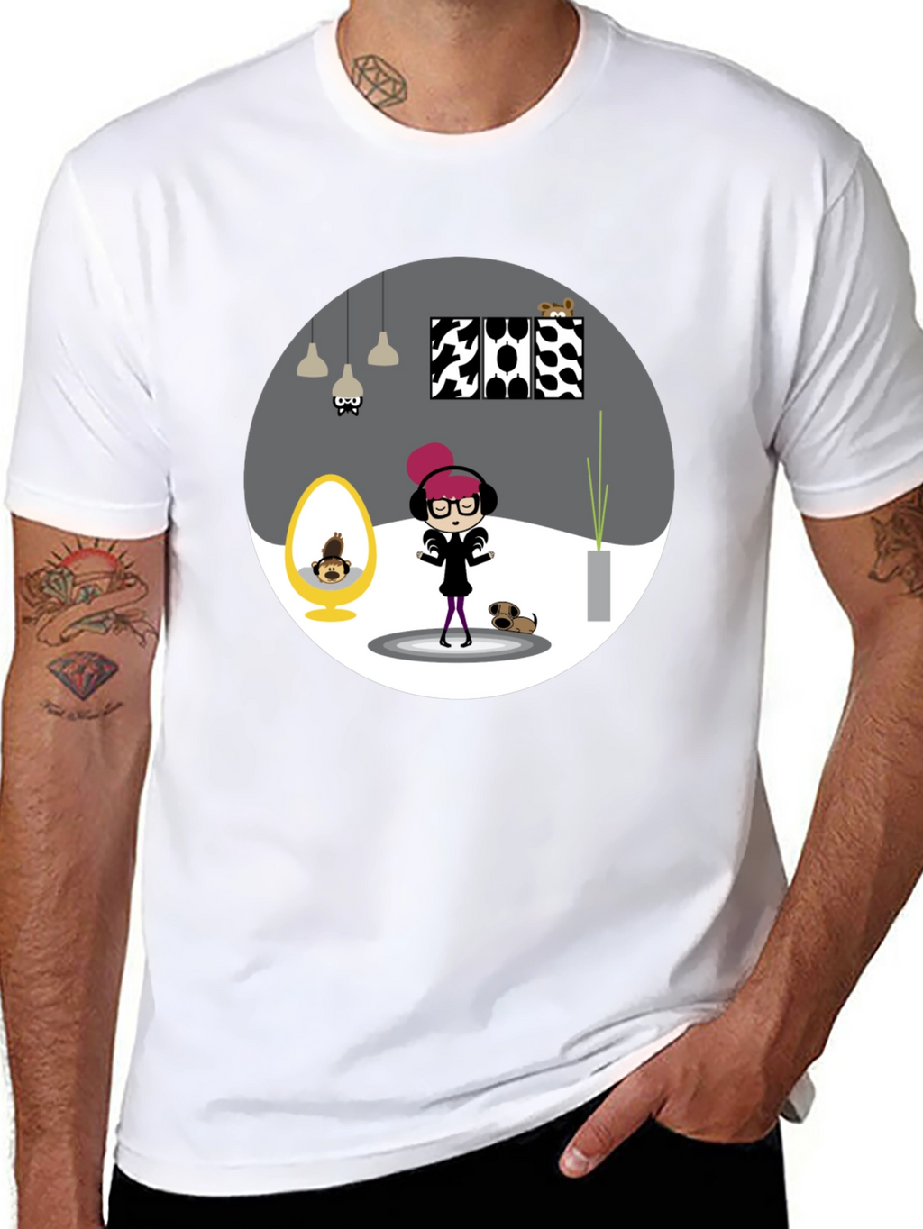 Cartoon Graphic Tee - Funky Room Print