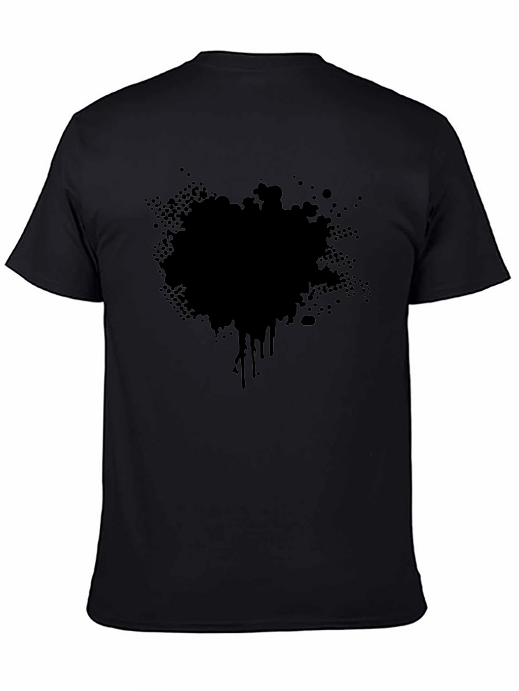Mens Black T-Shirt with Abstract Splatter Graphic