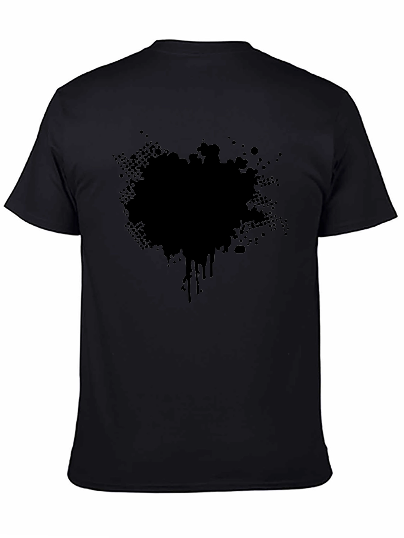 Mens Black T-Shirt with Abstract Splatter Graphic